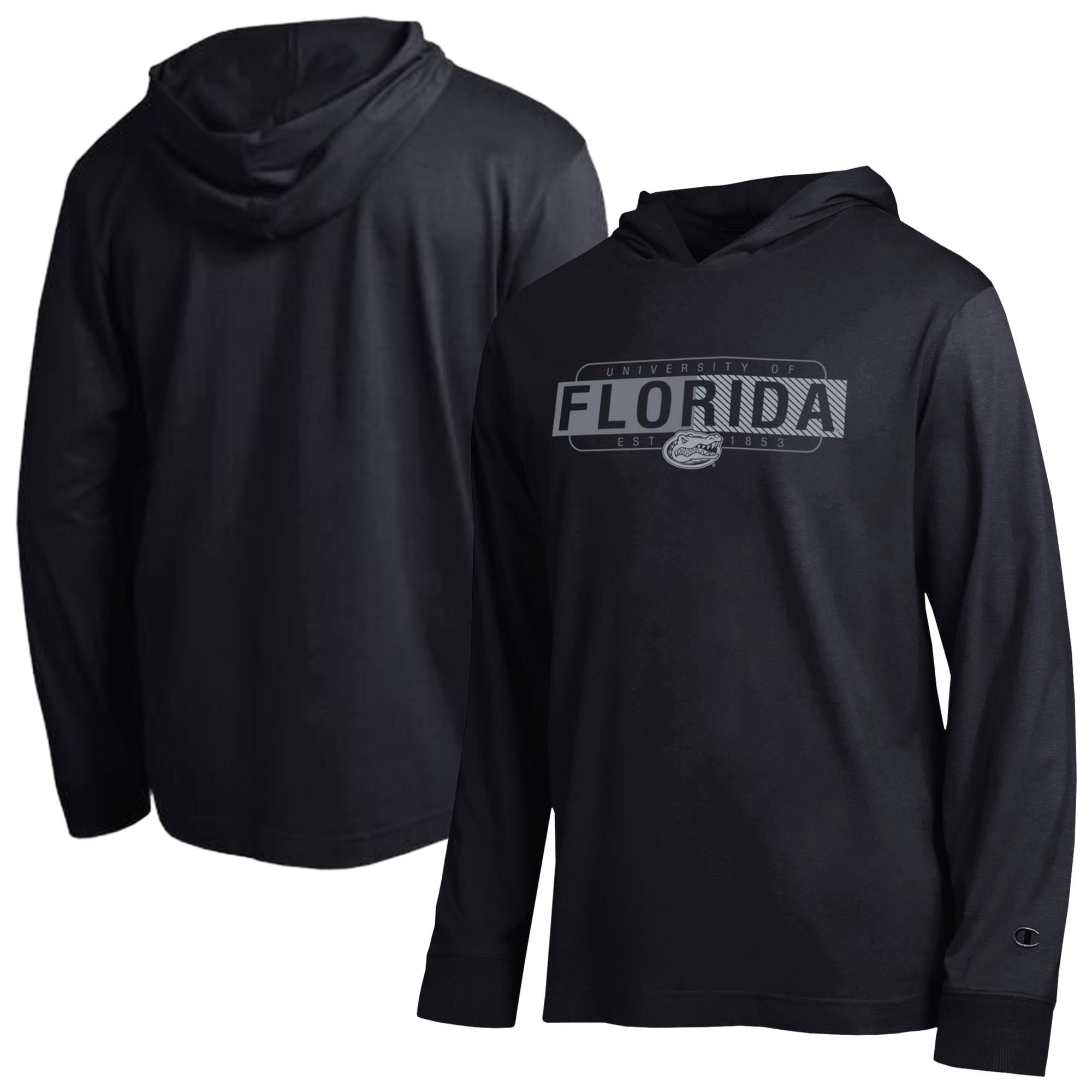 Men's Champion Black Florida Gators Gradient All-Star Long Sleeve Hooded T-Shirt